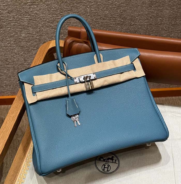 Elegant Hermes Birkin Bag Replica in Hermes Birkin 35 Blue Jean Replica 