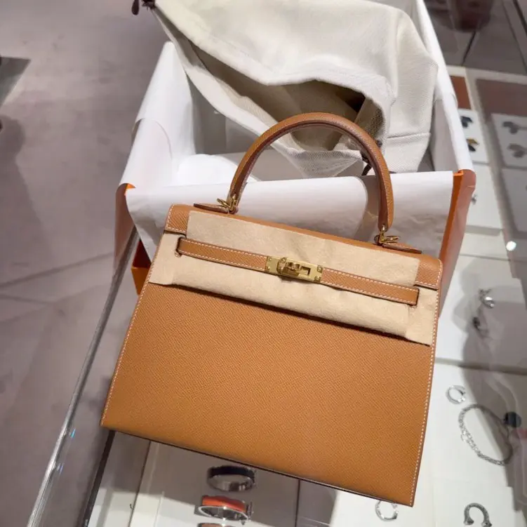 Luxury Unboxing Experience: Gold Replica Kelly 25 Epsom Bag Unboxing premium Replica Hermes Kelly 25cm Gold Epsom Leather Gold Hardware