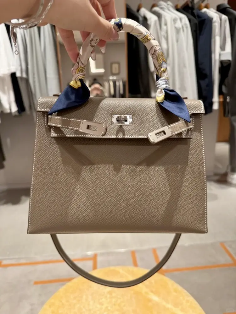 Premium Etoupe Grey Replica Kelly 25 Epsom Unboxing Unboxing Replica Hermes Kelly 25cm Etoupe Epsom Leather handbag