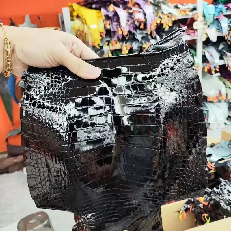 Crocodile Skin Texture - Hermes Birkin 25 Replica Material Genuine Black Crocodile Leather Material for Hermes Birkin 25 Replica