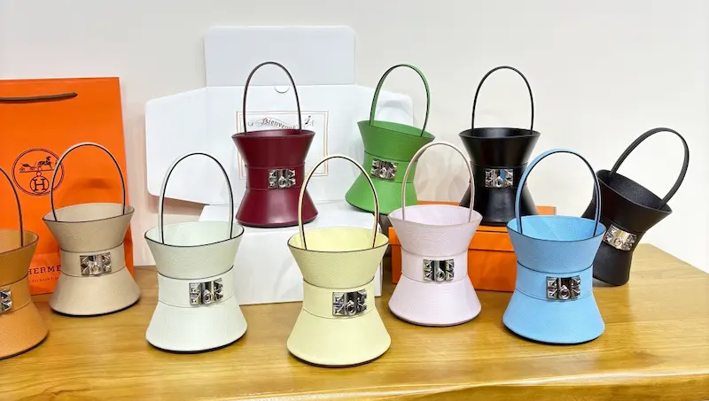Replica Mini Medor color options 10 popular Hermès Mini Medor replica colors including noir, gold, and étoupe