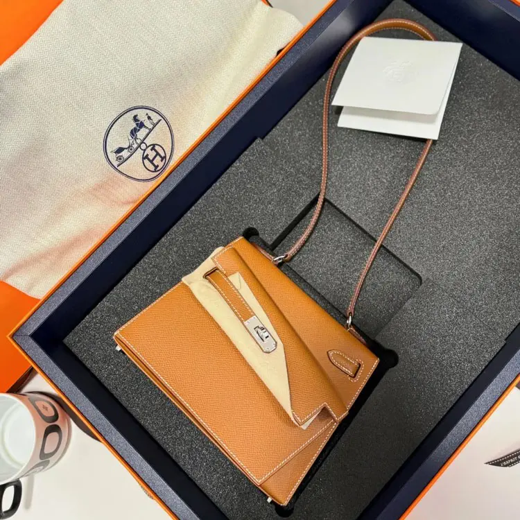 Gold Brown Kelly en Desordre Replica Unboxing Replica Hermes Kelly en Desordre in Gold Brown Epsom Leather - Unboxing First Look