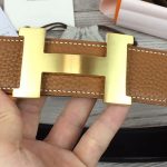 Replica Hermes Constance belt with gold H buckle, reversible leather strap