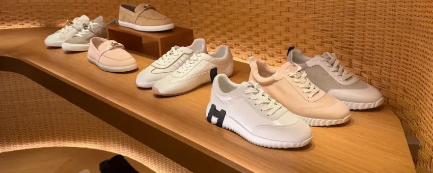 Hermes Bouncing Sneaker luxury casual shoes collection, white leather designer sneakers for men