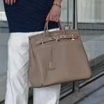 hermes birkin 40 replica taupe togo leather handbag carried daily street style