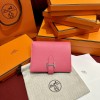 Hermes Rose Lipstick Epsom Bearn Compact Wallet PHW