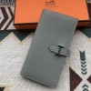 Hermes Bleu Lin Epsom Bearn Long Wallet