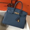 Hermes Birkin 35CM Clemence Leather Blue Agate