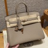Hermes Birkin 25CM Clemence Leather Gris Tourterlle