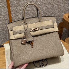 Best replica Hermes Gris Tourterlle Birkin 25 with pristine silver hardware on the front clasp