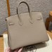 Hermes Birkin 25CM Clemence Leather Gris Tourterlle