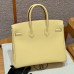 Hermes Birkin 25CM Clemence Leather Jaume Poussin