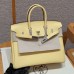 Hermes Birkin 25CM Clemence Leather Jaume Poussin