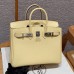 Hermes Birkin 25CM Clemence Leather Jaume Poussin