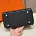 High-quality grained leather texture of the best replica Hermes black Birkin 25 bag.