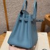 Hermes Birkin 25CM Clemence Leather Blue Jean
