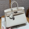 Hermes Birkin 25CM Clemence Leather Craie PHW