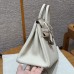 Perfect pearling detail around the silver hardware on this best replica Hermes Craie Birkin 25.