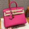 Hermes Birkin 25CM Clemence Leather Fuchsia GHW