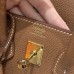 Rear view of the best replica Hermes black Birkin 25, showcasing the gold pocket and silver accent.