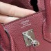 Rear view of the best replica Hermes Rouge H Birkin 25, showcasing the back pocket and silver accent.