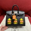 Hermes So Black Midnight Faubourg Birkin 20 Sellier Limited Edition Bag