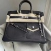 Hermes Limited Edition Black Volupto Rock Birkin 25 Palladium Hardware