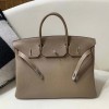 Hermes Birkin 40cm Bag in Clemence Leather Etoupe PHW