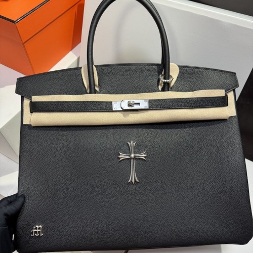 Replica Hermes Birkin 40cm Bag x Chrome Hearts Black Togo Leather PHW Replica Hermes Birkin 40cm Bag x Chrome Hearts - Black Togo Leather PHW