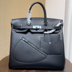 Replica Hermes Birkin 40 HAC Rock Black Evergrain Palladium Hardware