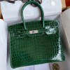 Hermes Birkin 30 Handmade Bag In Malachite Crocodile Niloticus Shiny Skin
