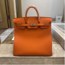 Replica Hermès HAC Birkin 40 Large Vertical Travel Tote Orange Togo Leather Palladium Hardware Oversized Luxury Handheld Travel Handbags Replica Hermès HAC Birkin 40 Large Vertical Travel Tote Orange Togo Leather Palladium Hardware Oversized Luxury Handheld Travel Handbags