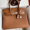Hermes Touch Birkin 30 Bag in Gold Clemence and Matte Alligator Crocodile Leather