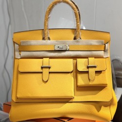 Replica Hermès Birkin HAC 50 cargo Travel Bag Matte yellow Natural Thick Togo Calfskin Palladium Hardware Large Capacity Collector Tote Handbag