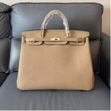 Replica Hermès Birkin HAC 50 Oversized Travel Bag Matte Trench Natural Clemence Calfskin Silver PHW Collector Handbag