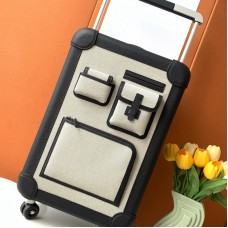 Replica Hermes R.M.S Cargo Cabin Suitcase - Black Luggage Front View Replica Hermes R.M.S Cargo Cabin Suitcase in black color with iconic hardware.