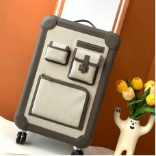 Replica Hermes R.M.S Cargo Cabin Suitcase - Etoupe Luggage Front View Replica Hermes R.M.S Cargo Cabin Suitcase in Etoupe color with iconic hardware.