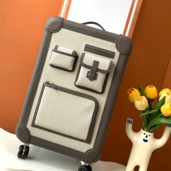 Replica Hermes R.M.S Cargo Cabin Suitcase in Etoupe color with iconic hardware.