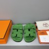 Hermes Chypre Sandal Shearling Green