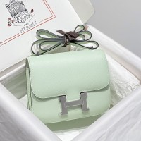 Hermes Constance 18 Vert Fizz Epsom Leather PHW In Gift Box Replica Hermes Constance 18 Bag Vert Fizz Epsom Leather Silver Hardware