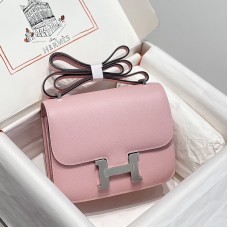 Hermes Constance 18 Rose Sakura Epsom Leather PHW In Gift Box Replica Hermes Constance 18 Bag Rose Sakura Epsom Leather Silver Hardware