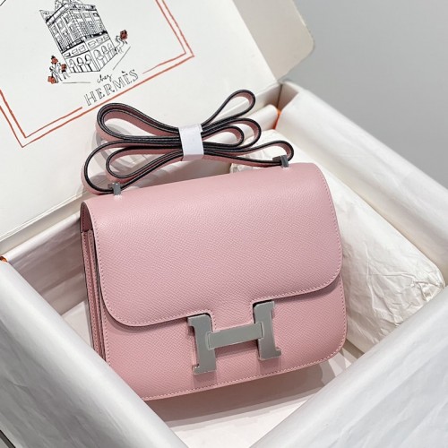 Hermes Constance 18 Rose Sakura Epsom Leather PHW In Gift Box Replica Hermes Constance 18 Bag Rose Sakura Epsom Leather Silver Hardware