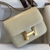 Hermes Constance 18 Handmade Bag In Vanille Matte Alligator Crocodile Leather