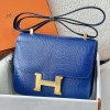 Hermes Constance 24 Handmade Bag In Bleu Saphir Lizard Skin