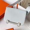 Hermes Geta Bag in Bleu Brume Mysore Goatskin Leather GHW