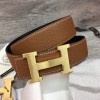Hermes H belt buckle & Reversible leather strap 38 mm Gold