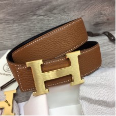 Replica Hermes H Belt 38mm Gold Reversible Leather Strap Gold H Buckle Replica Hermes H belt 38mm gold reversible Clemence leather strap with gold H buckle