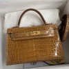 Hermes Kelly Mini II Bag 19cm in Ficelle Shiny Alligator Leather