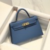 Hermes Kelly Mini II Bag 19cm In Blue Jean Epsom Leather