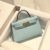 Hermes Kelly Mini II Bag 19cm In Zephyr Blue Epsom Leather